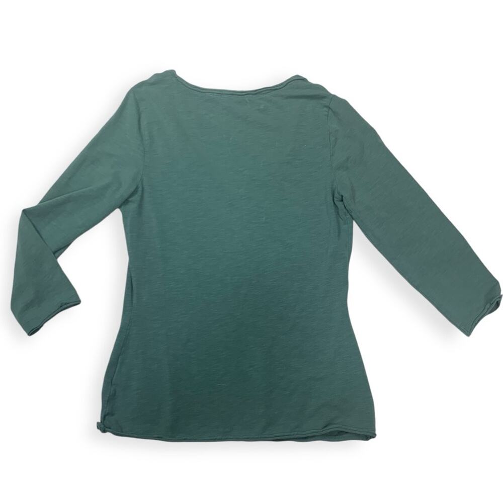 Boden womens size 6 small green ruffle front 3/4 sleeve shirt causal cute - Picture 2 of 11